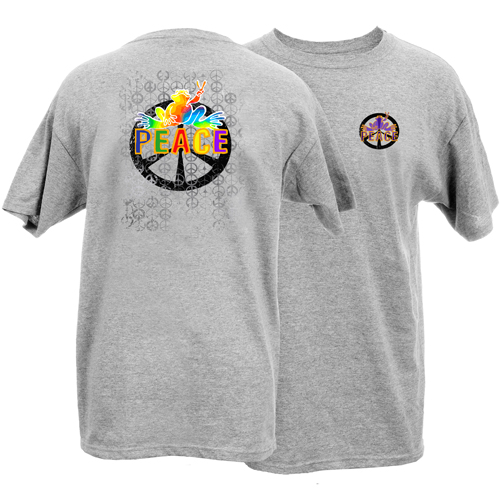 Product Image of Peace Frogs Adult Rainbow Peace Sign Short Sleeve T-Shirt