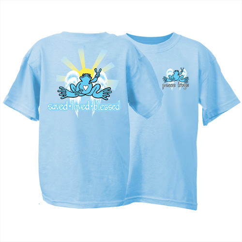 Product Image of Peace Frogs Youth Saved, Loved, Blessed Frog Short Sleeve Kids T-Shirt