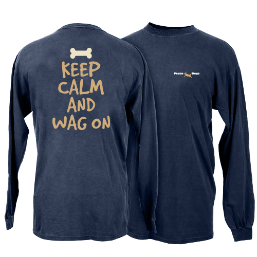 Product Image of Keep Calm and Wag On Peace Dogs Long Sleeve T-Shirt