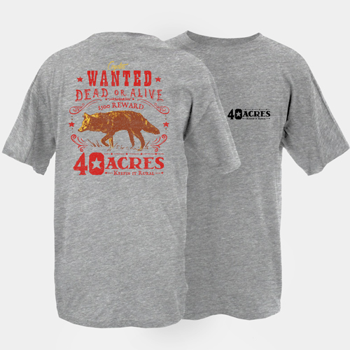 Product Image of Fourty Acres Coyote Wanted Dead Adult Short Sleeve T-Shirt