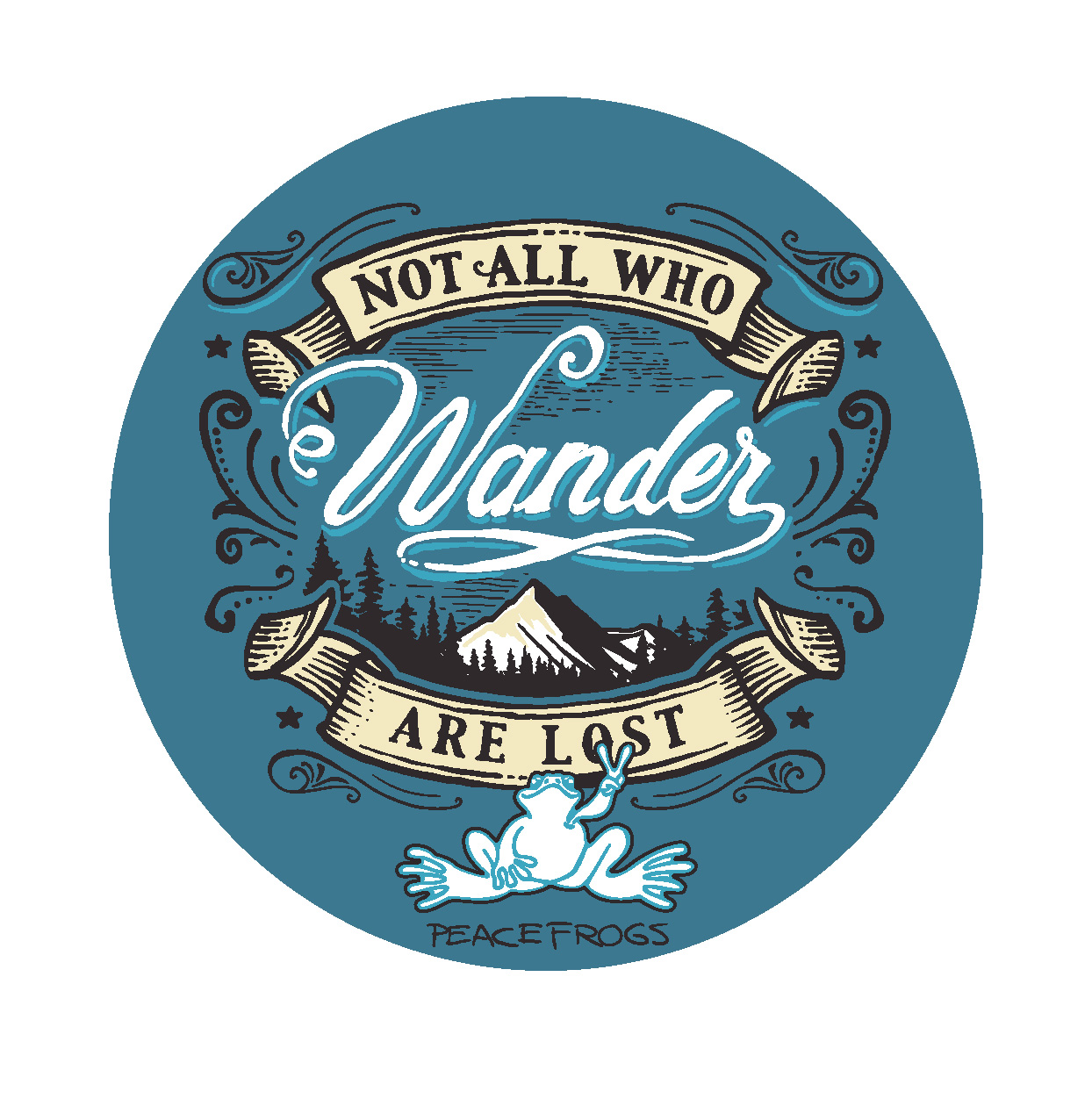 Product Image of Peace Frogs Not All Who Wander Sticker