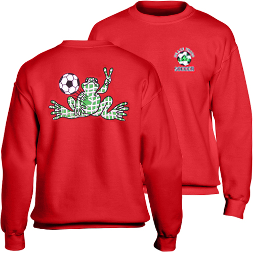 Product Image of Peace Frogs Red Soccer Embroidered Adult Crewneck Sweatshirt