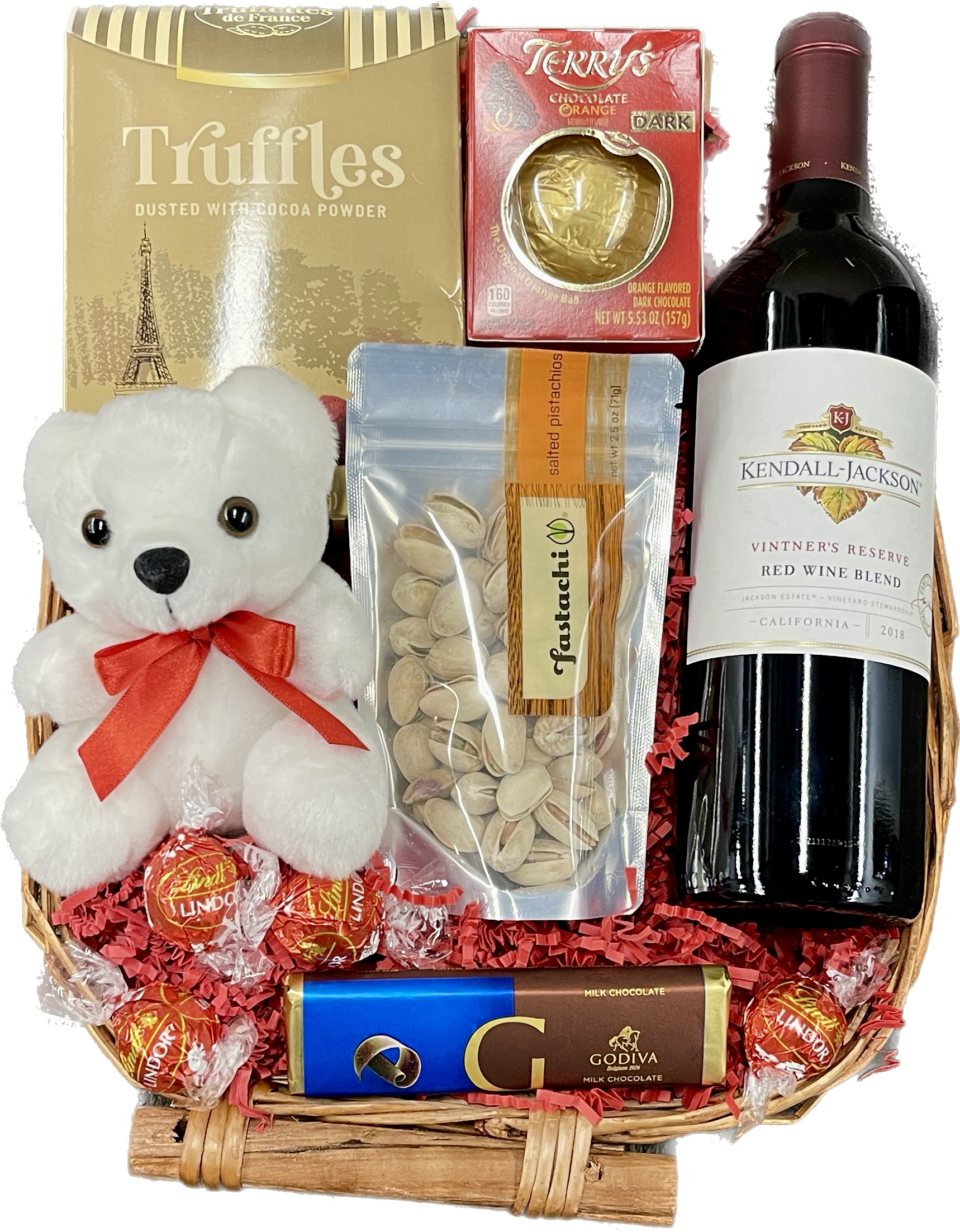 Sweetheart Basket with White Teddy Medium