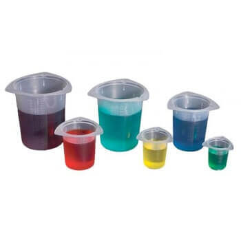 Set of 6 Economy Tri-Corner Plastic Beakers