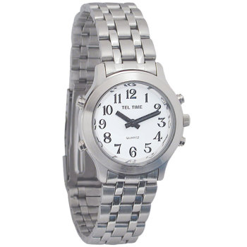 Ladies Classic Tel-Time Chrome Talking Watch - Chrome - Bracelet Band