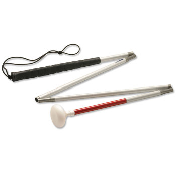 Ambutech Aluminum 4-Section Folding Cane- Jumbo Roller- 38in