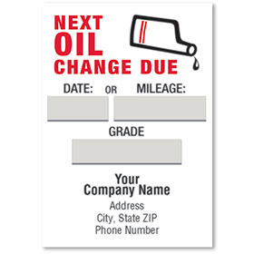 Jumbo Adhesive Service Reminder Stickers - Next Oil Change Due