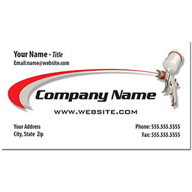 Full-Color Auto Repair Business Cards - Spray Gun Gray & Red