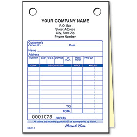 2-Part Auto Parts Sales Slip