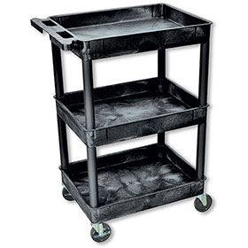 Black Plastic Utility Cart – 3 Shelves