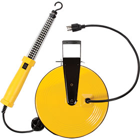 50' Corded LED Work Light on Metal Reel