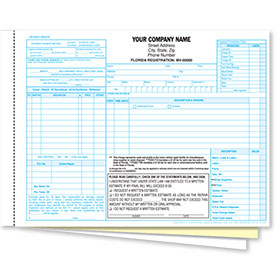 3-Part Florida Mechanical Repair Order