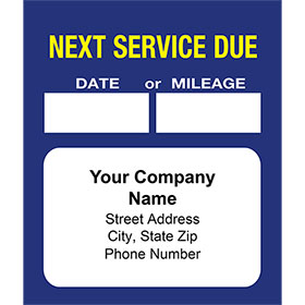 High-Visibility Personalized Service Reminder Stickers - Next Service (Blue)