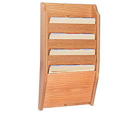 4-Pocket Oak Magazine Rack