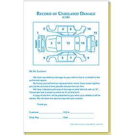 Unrelated Auto Damage Record Form - 2-Part - CAR