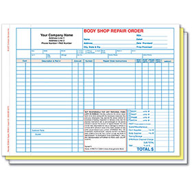 Body Shop Repair Order, 3-Part - 11" x 8½" (250)