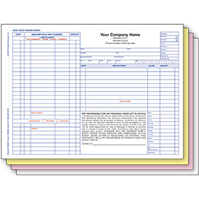 Auto Body Repair Order, 4-Part - 11" x 8½" (250)