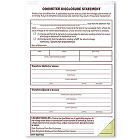 2 Part Odometer Disclosure Statements