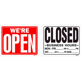 Open/Closed 2-Sided Horizontal Plastic Sign 12 x 15 in