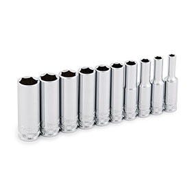 10 pc. 1/4 in. Drive 6 pt. Metric Deep Socket Set