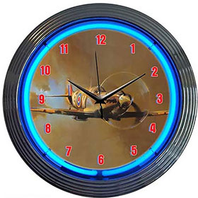 Neonetics Spit Fire WWII Airplane Neon Clock