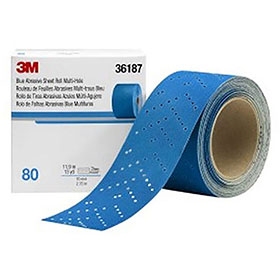 3M Hookit 2-3/4" x 13yd Blue Abrasive Multi-Hole Sheet Rolls