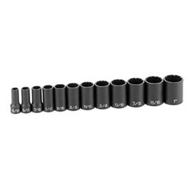 Grey Pneumatic 3/8" Drive 12-Point Semi-Deep Length SAE Socket Set - 1202SD