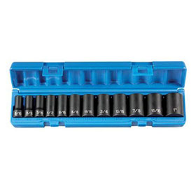 Grey Pneumatic 12 Pc 3/8" Drive Semi-Deep Length SAE Socket Set - 1213SD