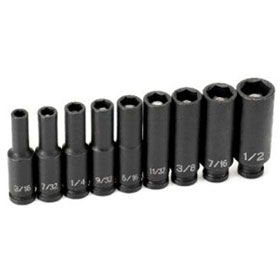 Grey Pneumatic 1/4 in Drive Deep Length Magnetic Impact Set 9 Pc 9709DG