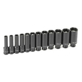 Grey Pneumatic 12 Piece 1/4" Drive Deep Length Metric Magnetic Socket Set - 9712MDG