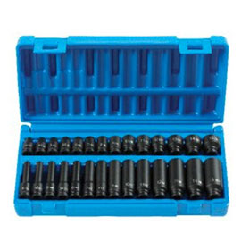 Grey Pneumatic 28 Pc. 1/4" Drive Standard and Deep Length Metric Master Set - 9728M